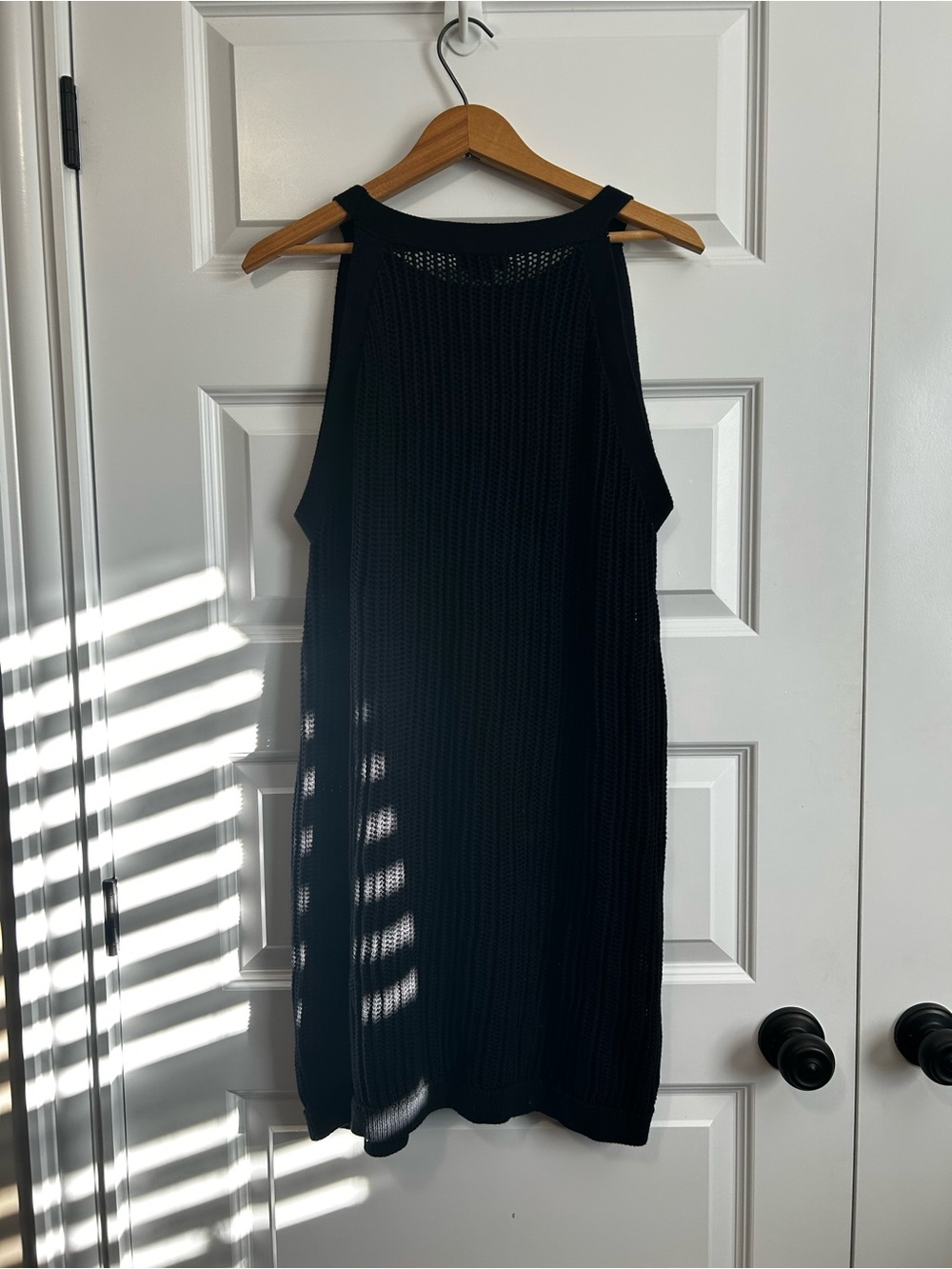 summersalt Open Knit Black Sleeveless Mini Dress Swim Cover 100% Cotton - Picture 2 of 5